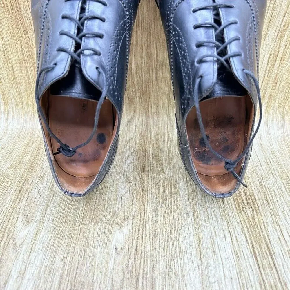TM Lewin‎ Saint James Men's Size 10 Black Leather Oxford Cap Toe Dress Shoes